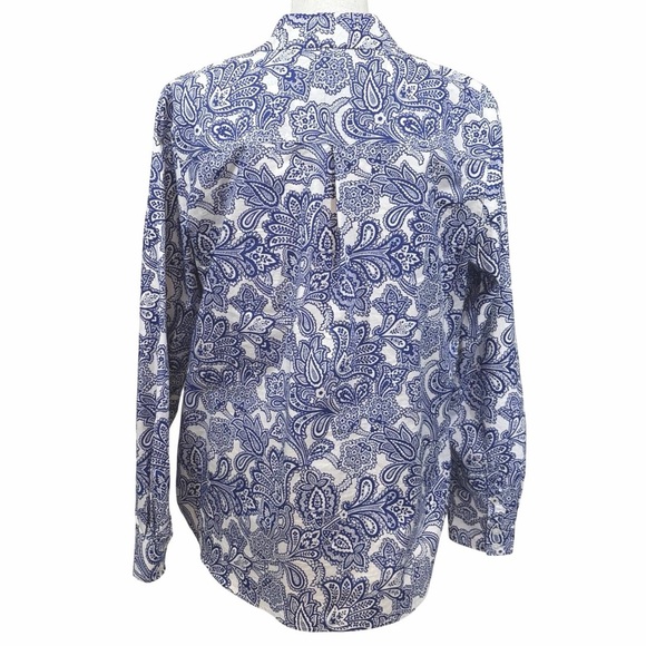 Boden Blue Paisley Floral Women's Button Down Shirt Top 8 - Picture 3 of 5